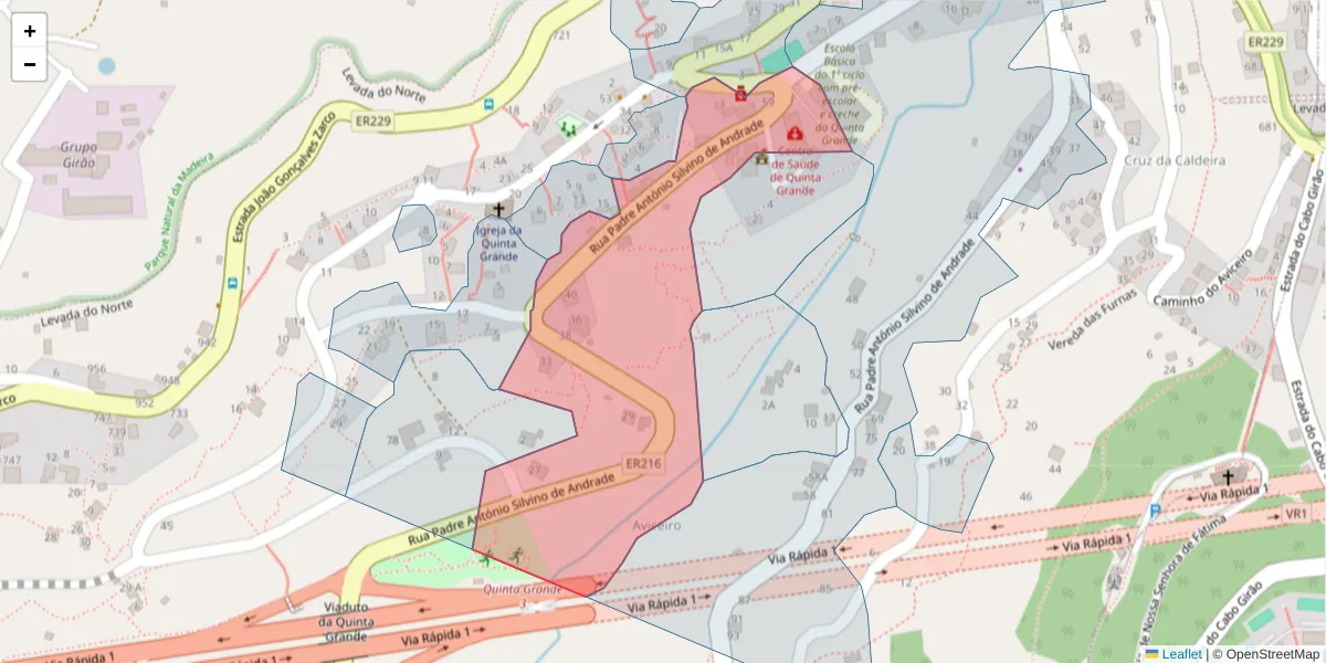 Mapa detalhado do código postal 9300-261 com limites, códigos postais vizinhos e agências dos correios