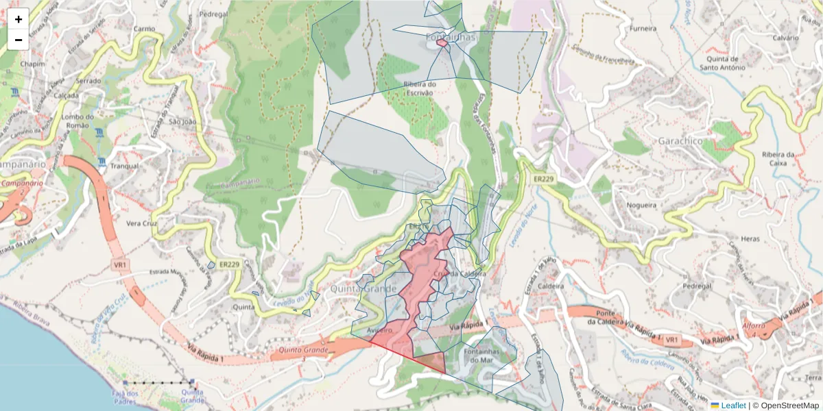 Mapa detalhado do código postal 9300-262 com limites, códigos postais vizinhos e agências dos correios