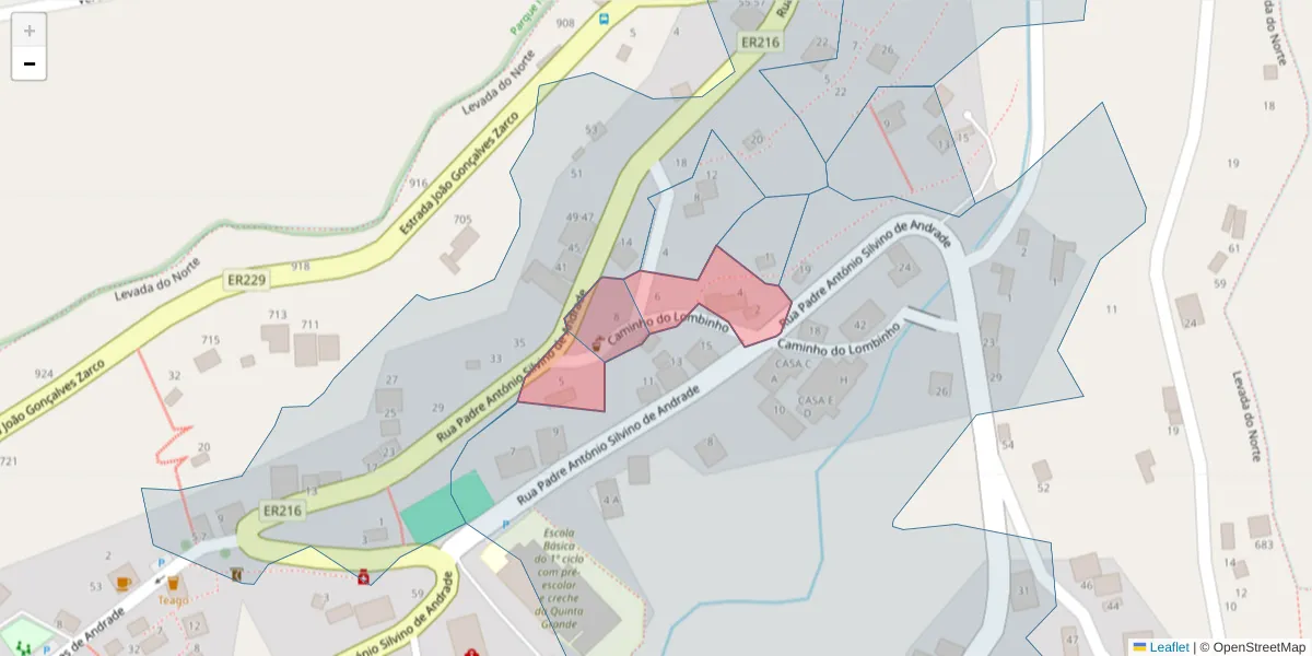 Mapa detalhado do código postal 9300-268 com limites, códigos postais vizinhos e agências dos correios