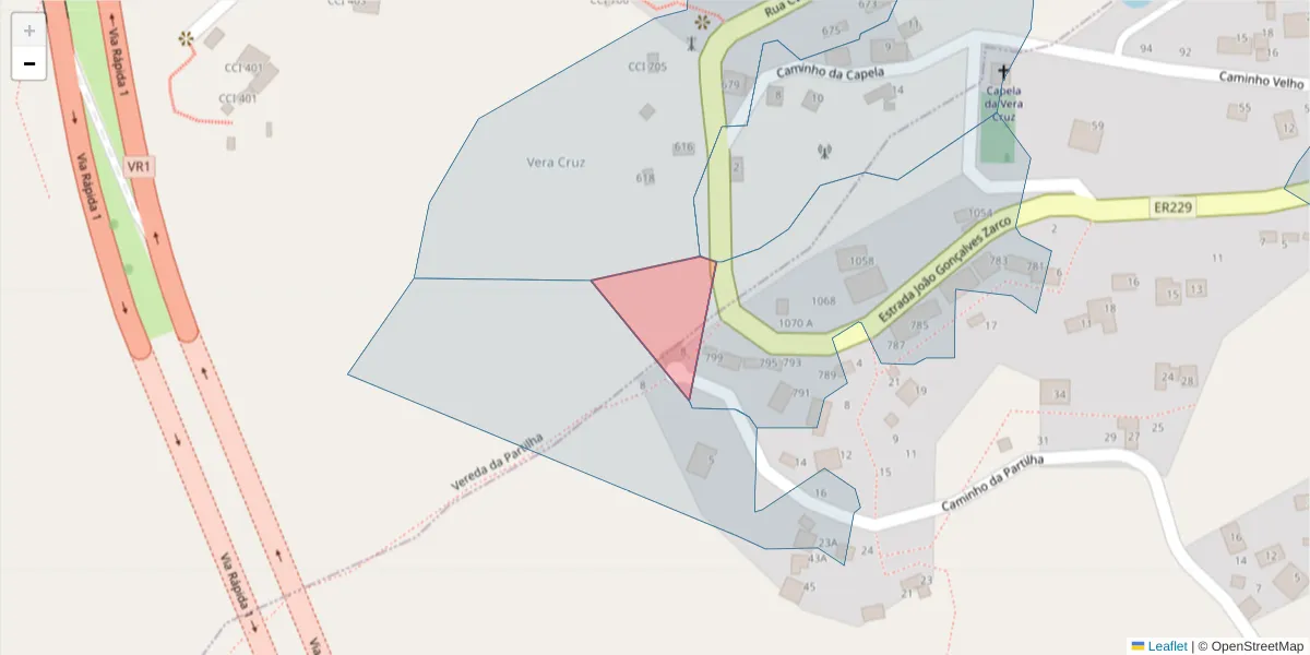 Mapa detalhado do código postal 9300-275 com limites, códigos postais vizinhos e agências dos correios