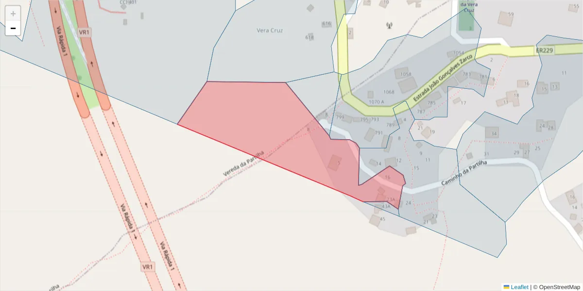 Mapa detalhado do código postal 9300-295 com limites, códigos postais vizinhos e agências dos correios