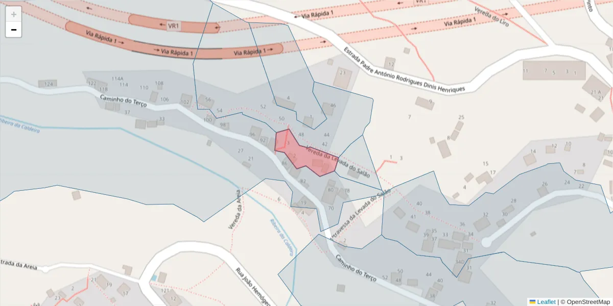 Mapa detalhado do código postal 9300-309 com limites, códigos postais vizinhos e agências dos correios