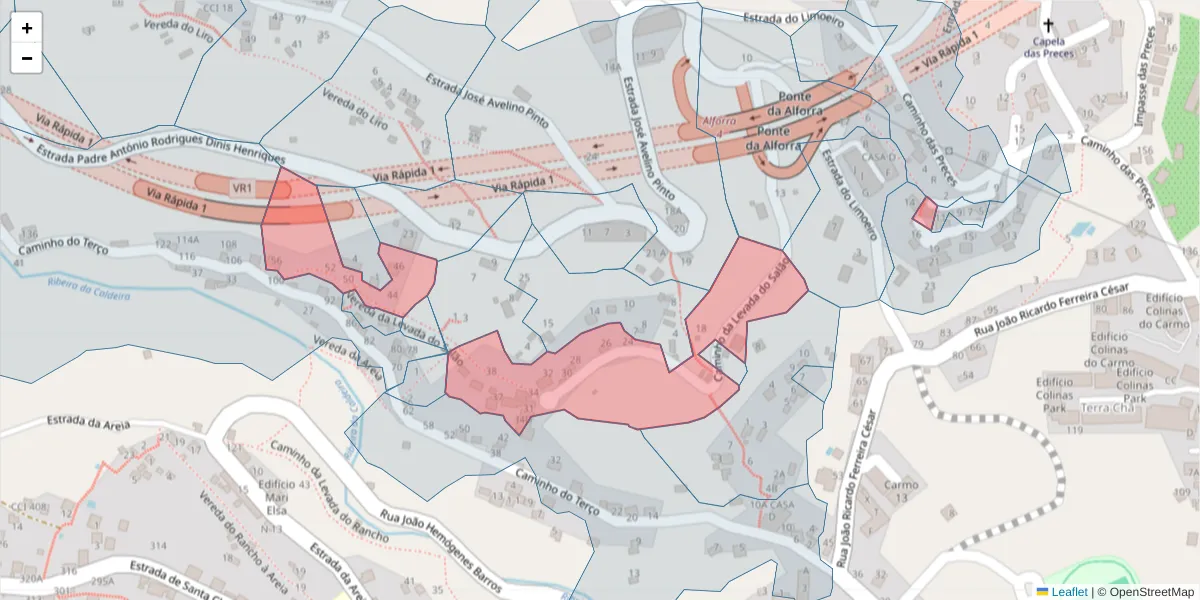 Mapa detalhado do código postal 9300-312 com limites, códigos postais vizinhos e agências dos correios