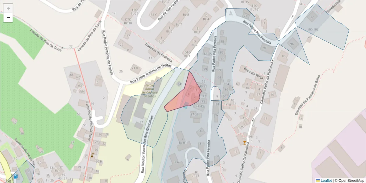 Mapa detalhado do código postal 9300-317 com limites, códigos postais vizinhos e agências dos correios