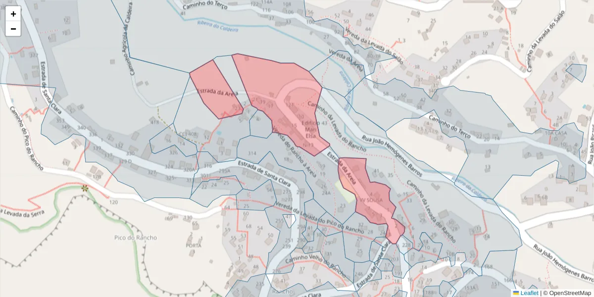 Mapa detalhado do código postal 9300-323 com limites, códigos postais vizinhos e agências dos correios