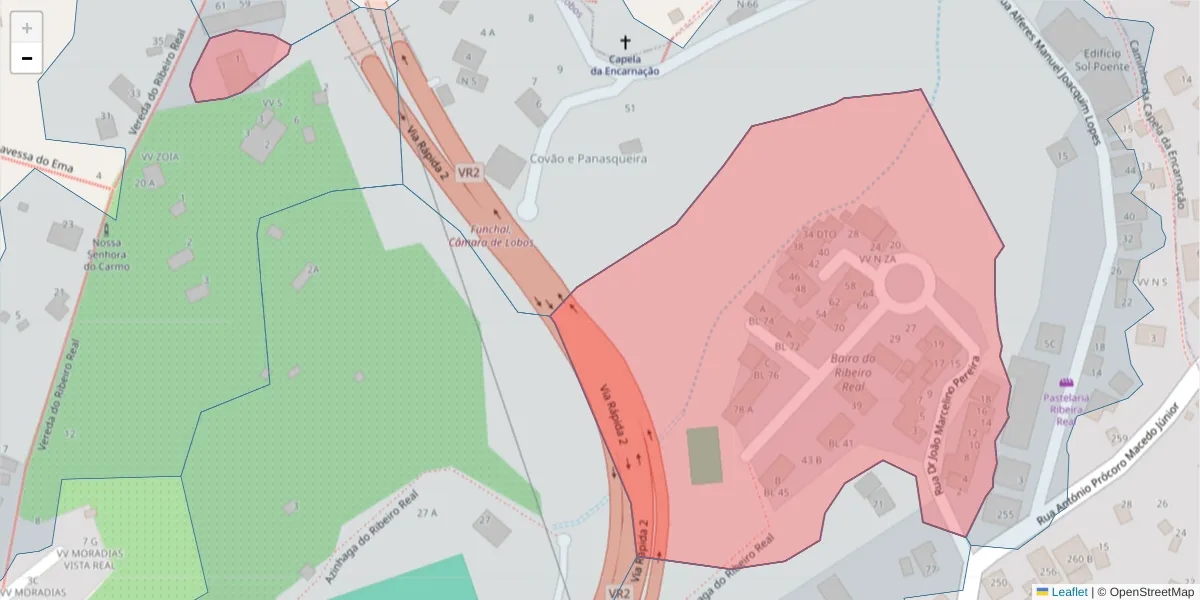 Mapa detalhado do código postal 9300-331 com limites, códigos postais vizinhos e agências dos correios