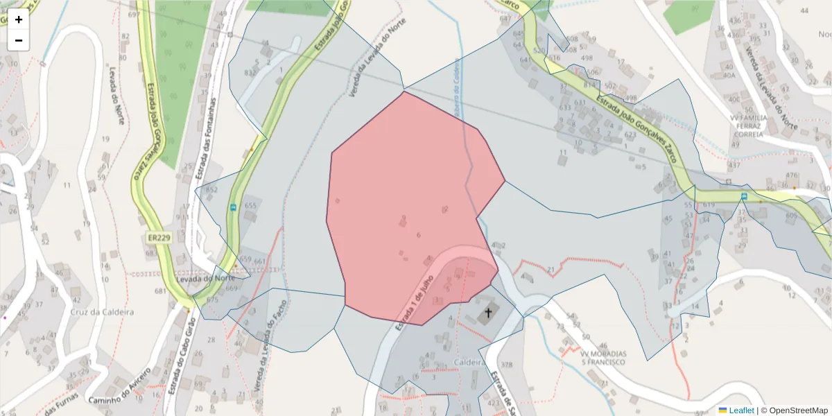 Mapa detalhado do código postal 9300-345 com limites, códigos postais vizinhos e agências dos correios