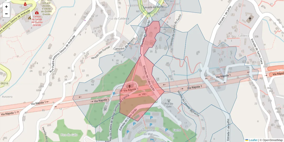 Mapa detalhado do código postal 9300-351 com limites, códigos postais vizinhos e agências dos correios