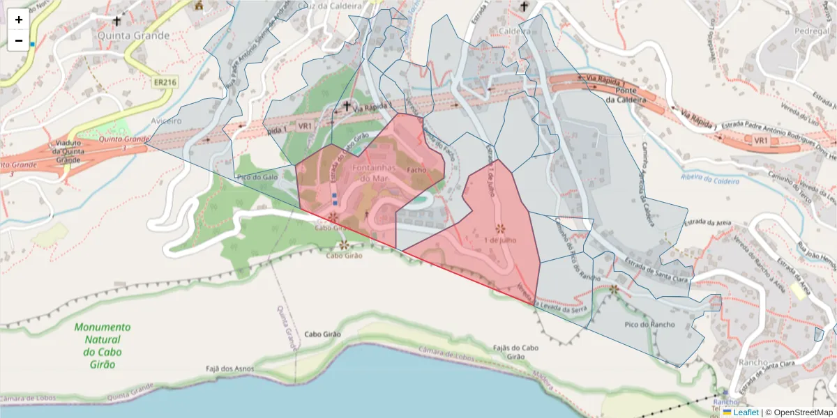 Mapa detalhado do código postal 9300-354 com limites, códigos postais vizinhos e agências dos correios