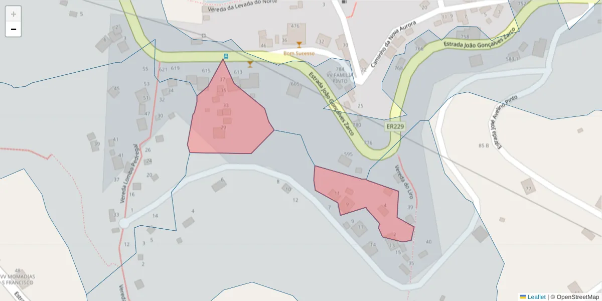 Mapa detalhado do código postal 9300-355 com limites, códigos postais vizinhos e agências dos correios