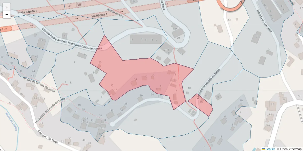 Mapa detalhado do código postal 9300-363 com limites, códigos postais vizinhos e agências dos correios