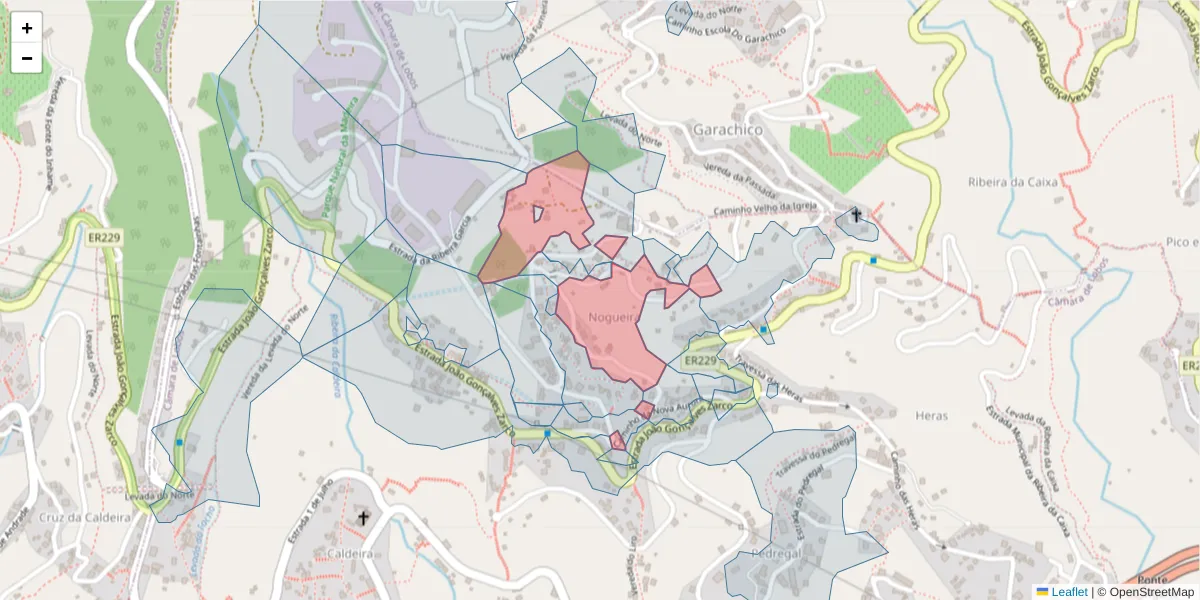 Mapa detalhado do código postal 9300-381 com limites, códigos postais vizinhos e agências dos correios