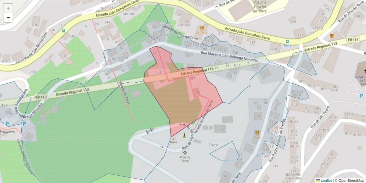 Mapa detalhado do código postal 9300-394 com limites, códigos postais vizinhos e agências dos correios