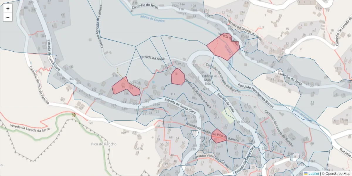 Mapa detalhado do código postal 9300-413 com limites, códigos postais vizinhos e agências dos correios