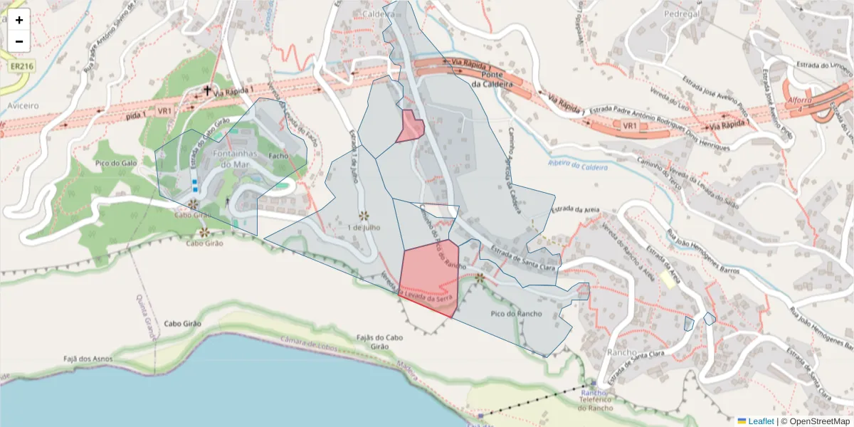 Mapa detalhado do código postal 9300-414 com limites, códigos postais vizinhos e agências dos correios