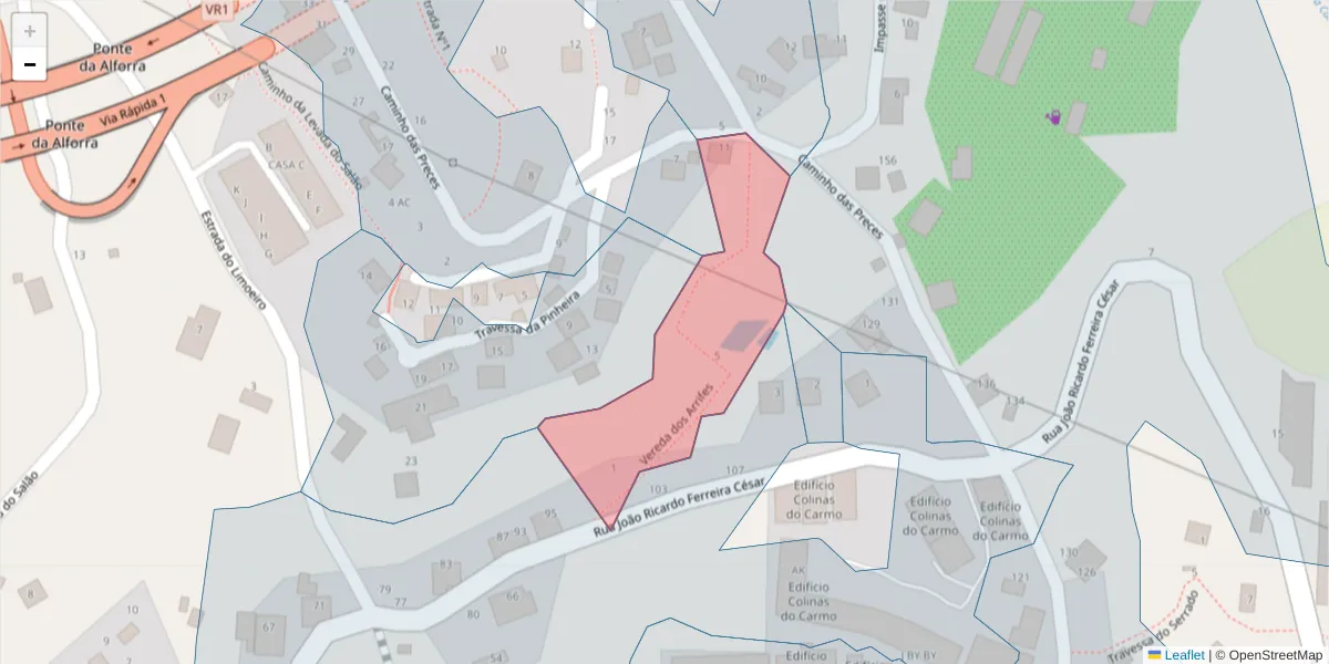 Mapa detalhado do código postal 9300-416 com limites, códigos postais vizinhos e agências dos correios