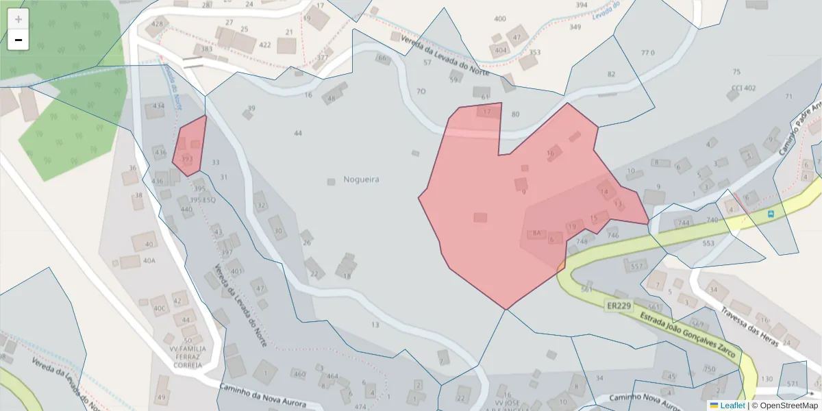 Mapa detalhado do código postal 9300-422 com limites, códigos postais vizinhos e agências dos correios