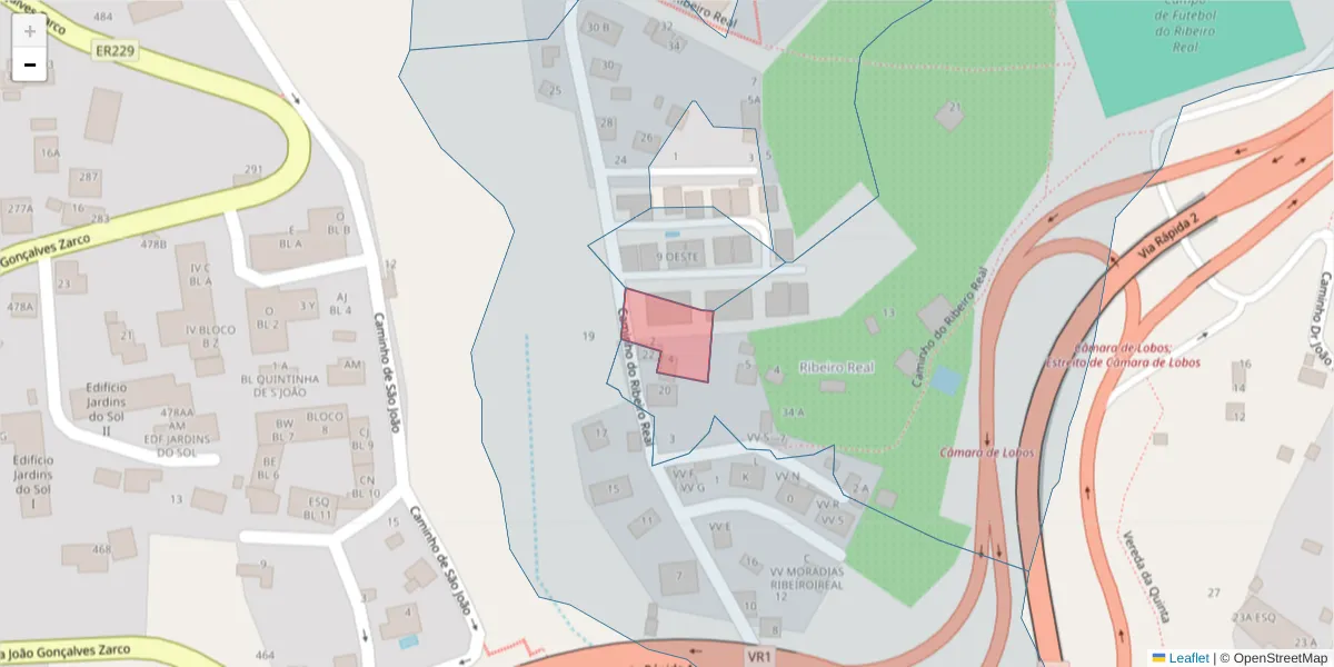 Mapa detalhado do código postal 9300-424 com limites, códigos postais vizinhos e agências dos correios