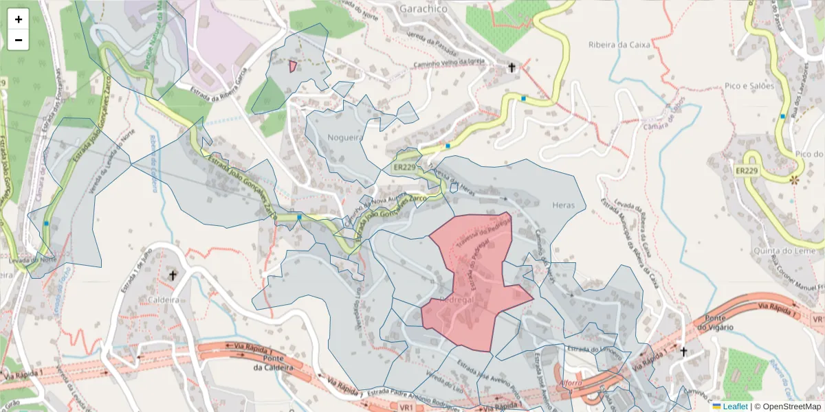 Mapa detalhado do código postal 9300-432 com limites, códigos postais vizinhos e agências dos correios