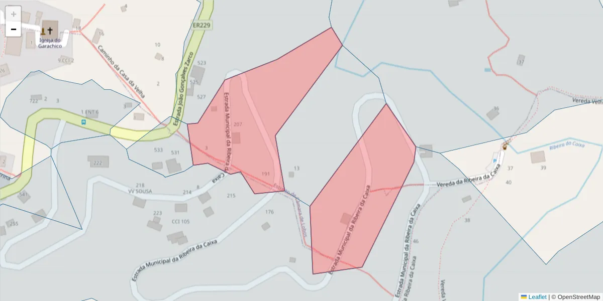 Mapa detalhado do código postal 9325-012 com limites, códigos postais vizinhos e agências dos correios