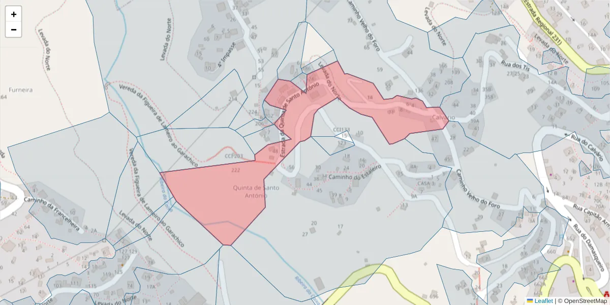 Mapa detalhado do código postal 9325-058 com limites, códigos postais vizinhos e agências dos correios