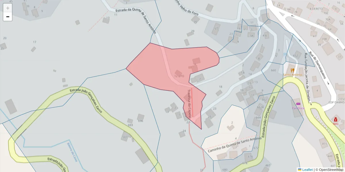 Mapa detalhado do código postal 9325-116 com limites, códigos postais vizinhos e agências dos correios