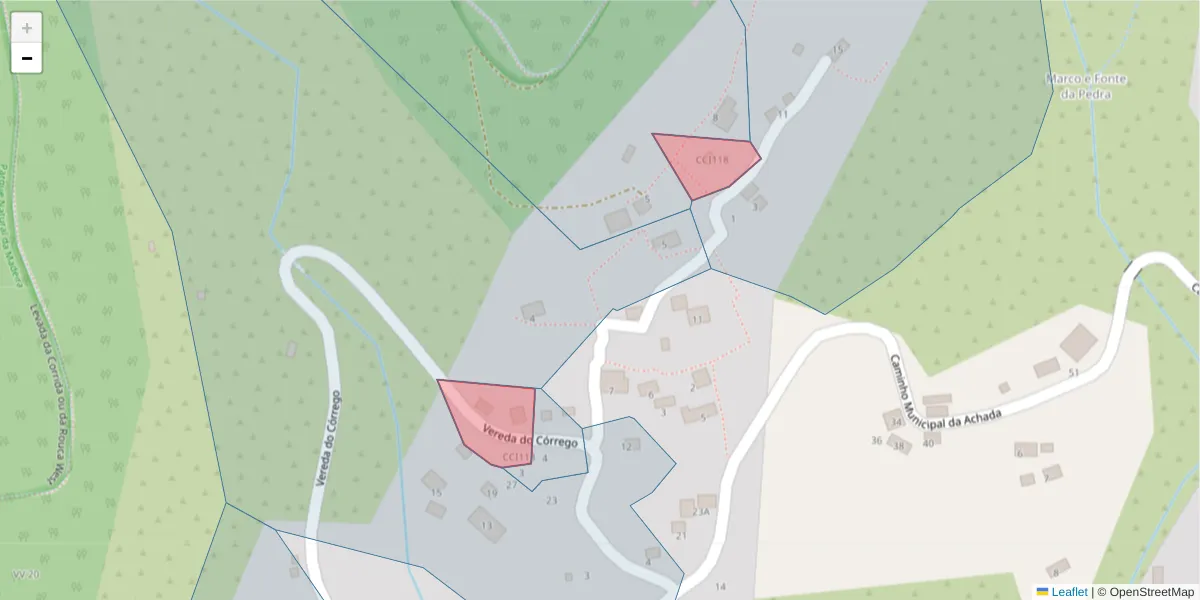Mapa detalhado do código postal 9325-131 com limites, códigos postais vizinhos e agências dos correios