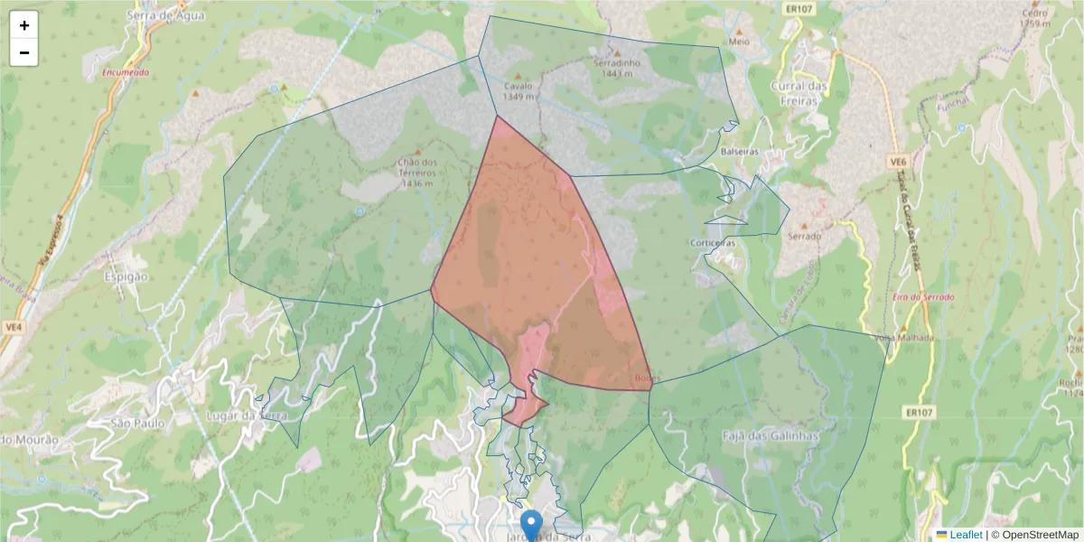 Mapa detalhado do código postal 9325-137 com limites, códigos postais vizinhos e agências dos correios