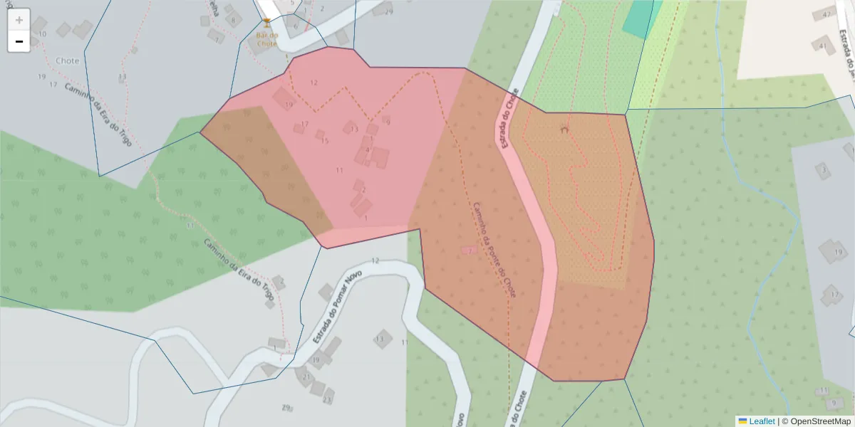 Mapa detalhado do código postal 9325-161 com limites, códigos postais vizinhos e agências dos correios