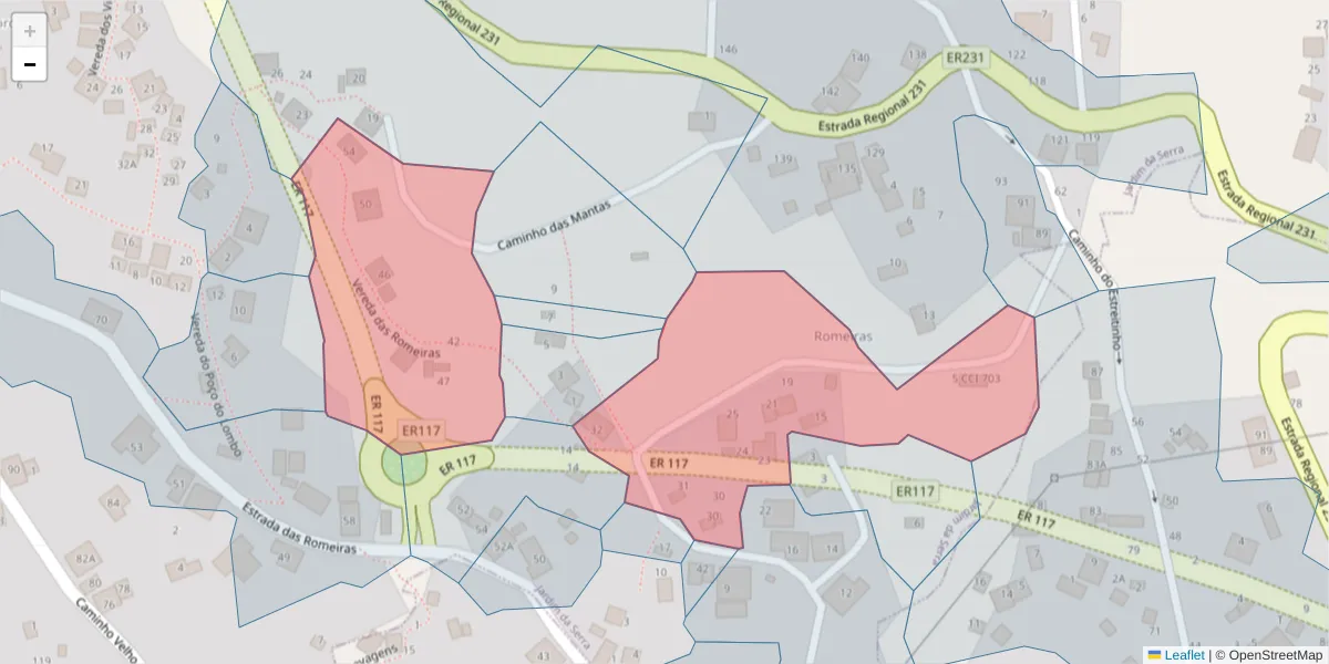 Mapa detalhado do código postal 9325-176 com limites, códigos postais vizinhos e agências dos correios