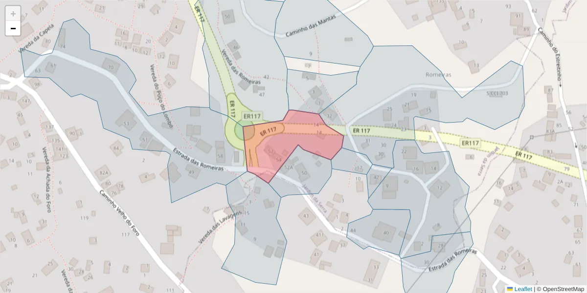 Mapa detalhado do código postal 9325-177 com limites, códigos postais vizinhos e agências dos correios
