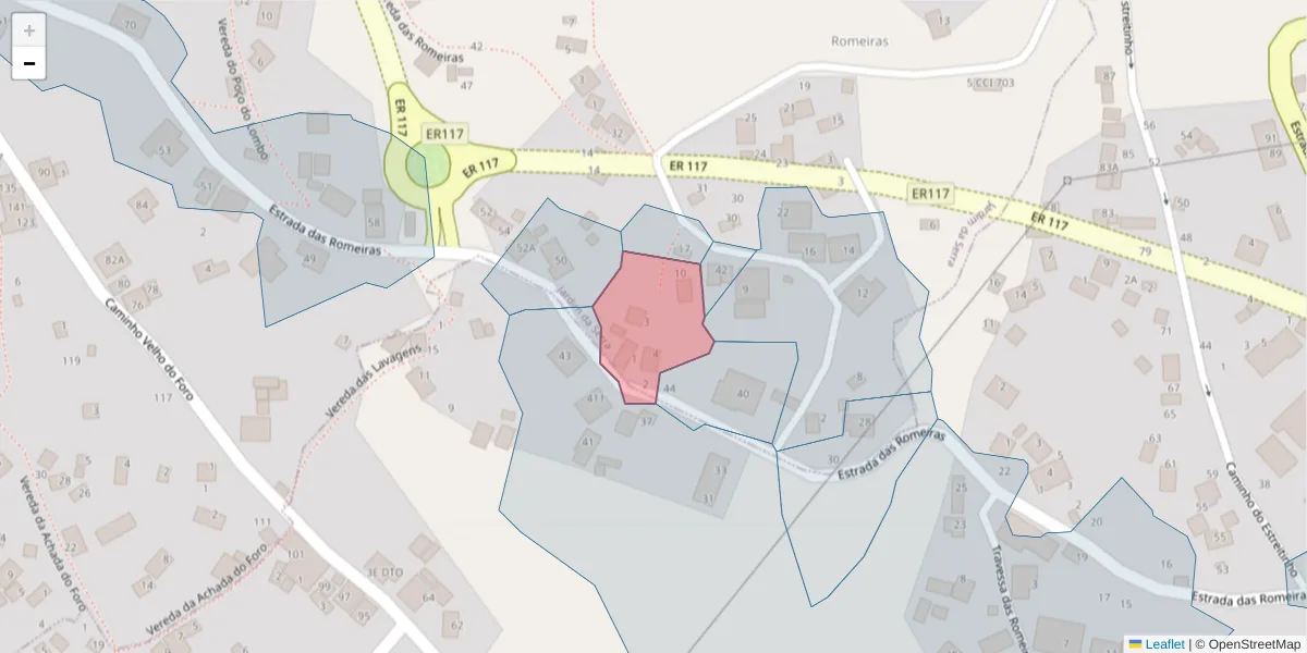 Mapa detalhado do código postal 9325-180 com limites, códigos postais vizinhos e agências dos correios