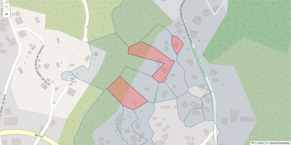 Mapa detalhado do código postal 9325-202 com limites, códigos postais vizinhos e agências dos correios
