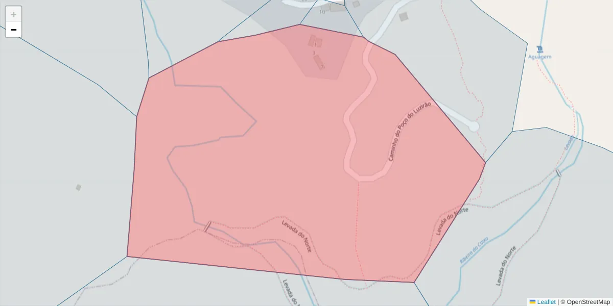 Mapa detalhado do código postal 9325-223 com limites, códigos postais vizinhos e agências dos correios