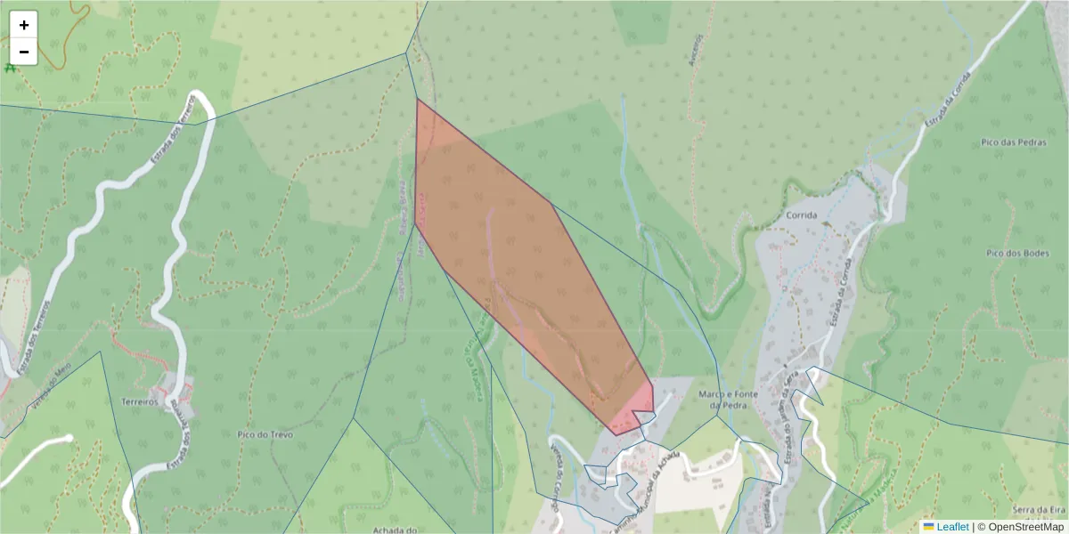 Mapa detalhado do código postal 9325-231 com limites, códigos postais vizinhos e agências dos correios