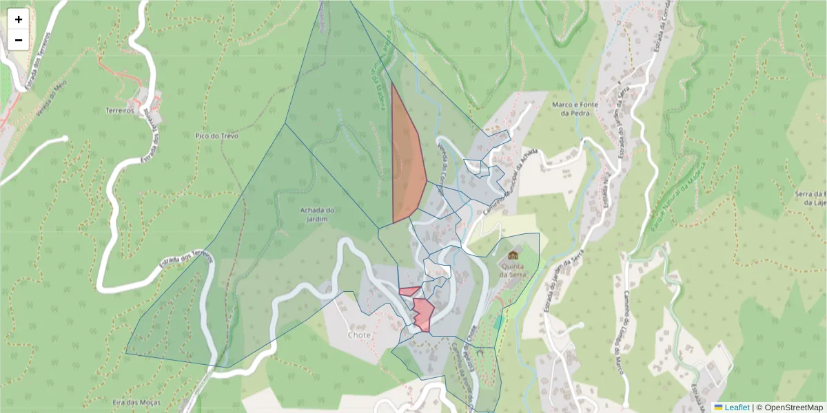 Mapa detalhado do código postal 9325-242 com limites, códigos postais vizinhos e agências dos correios