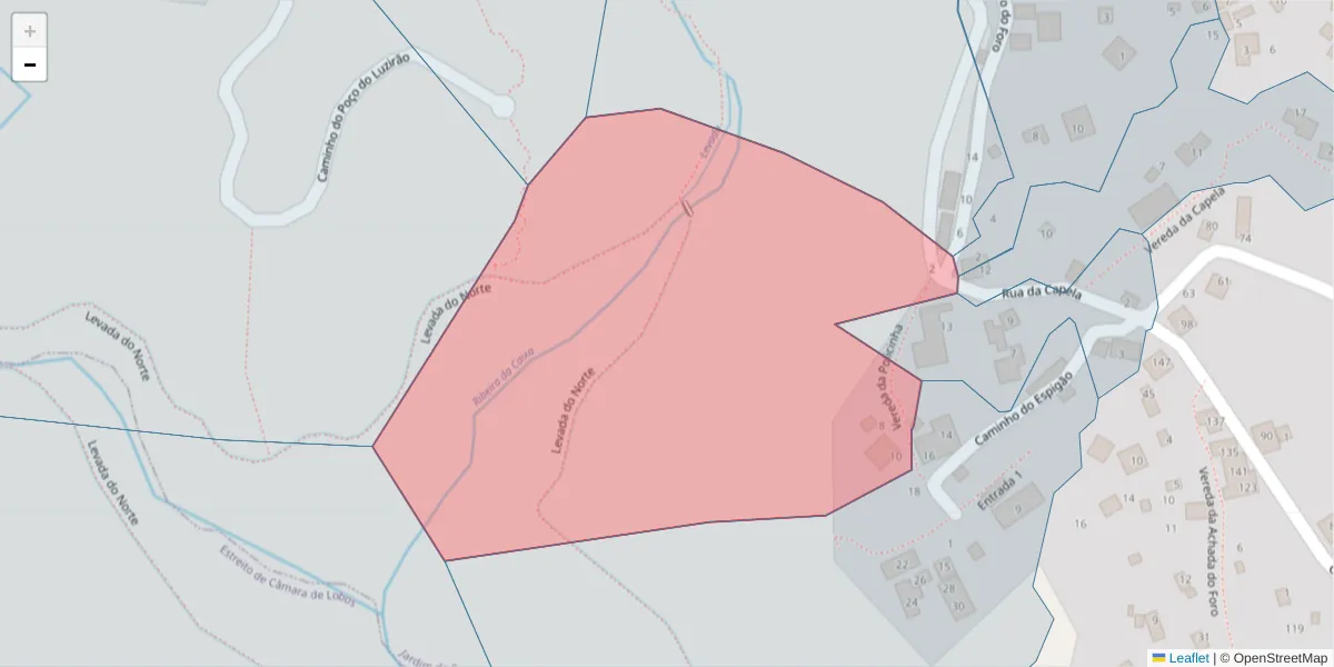 Mapa detalhado do código postal 9325-251 com limites, códigos postais vizinhos e agências dos correios
