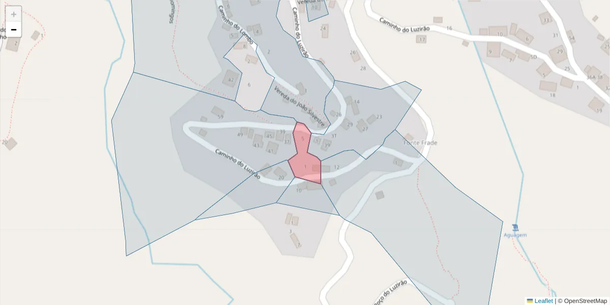 Mapa detalhado do código postal 9325-254 com limites, códigos postais vizinhos e agências dos correios