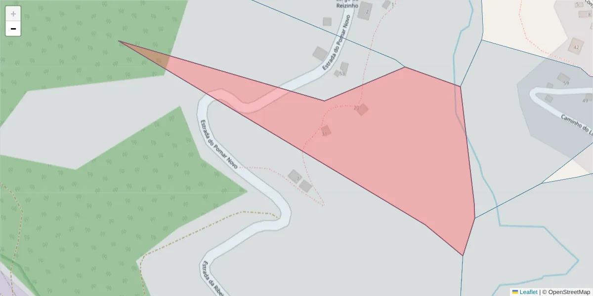 Mapa detalhado do código postal 9325-264 com limites, códigos postais vizinhos e agências dos correios