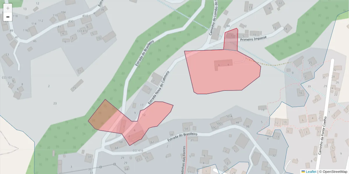 Mapa detalhado do código postal 9325-313 com limites, códigos postais vizinhos e agências dos correios