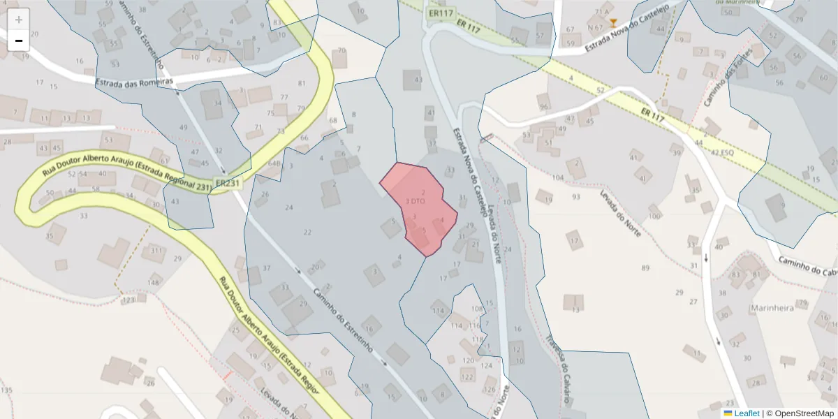Mapa detalhado do código postal 9325-314 com limites, códigos postais vizinhos e agências dos correios