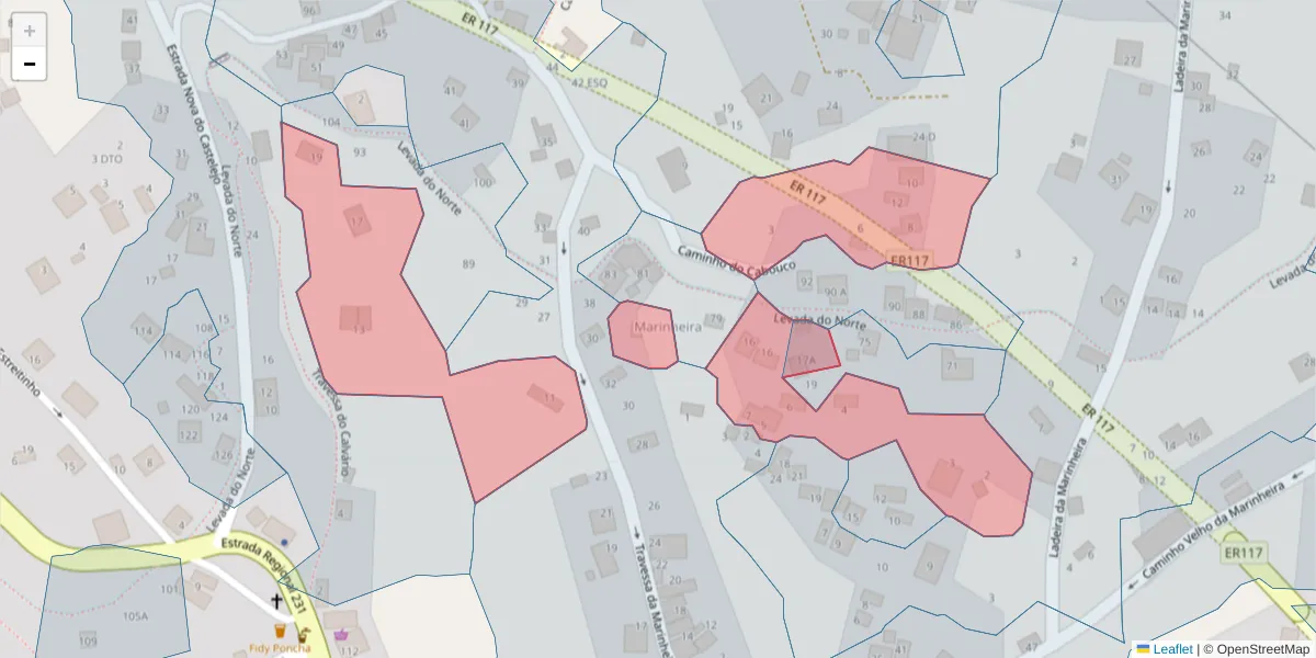 Mapa detalhado do código postal 9325-327 com limites, códigos postais vizinhos e agências dos correios