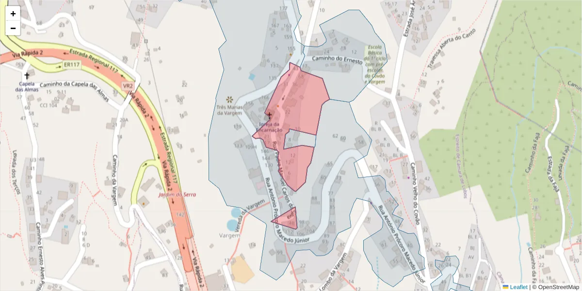 Mapa detalhado do código postal 9325-337 com limites, códigos postais vizinhos e agências dos correios