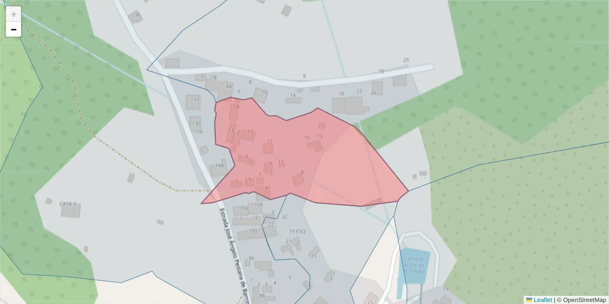 Mapa detalhado do código postal 9325-358 com limites, códigos postais vizinhos e agências dos correios