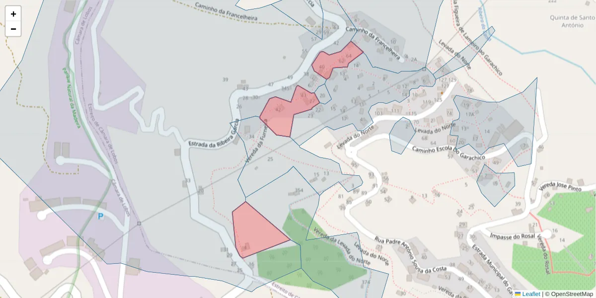 Mapa detalhado do código postal 9325-371 com limites, códigos postais vizinhos e agências dos correios