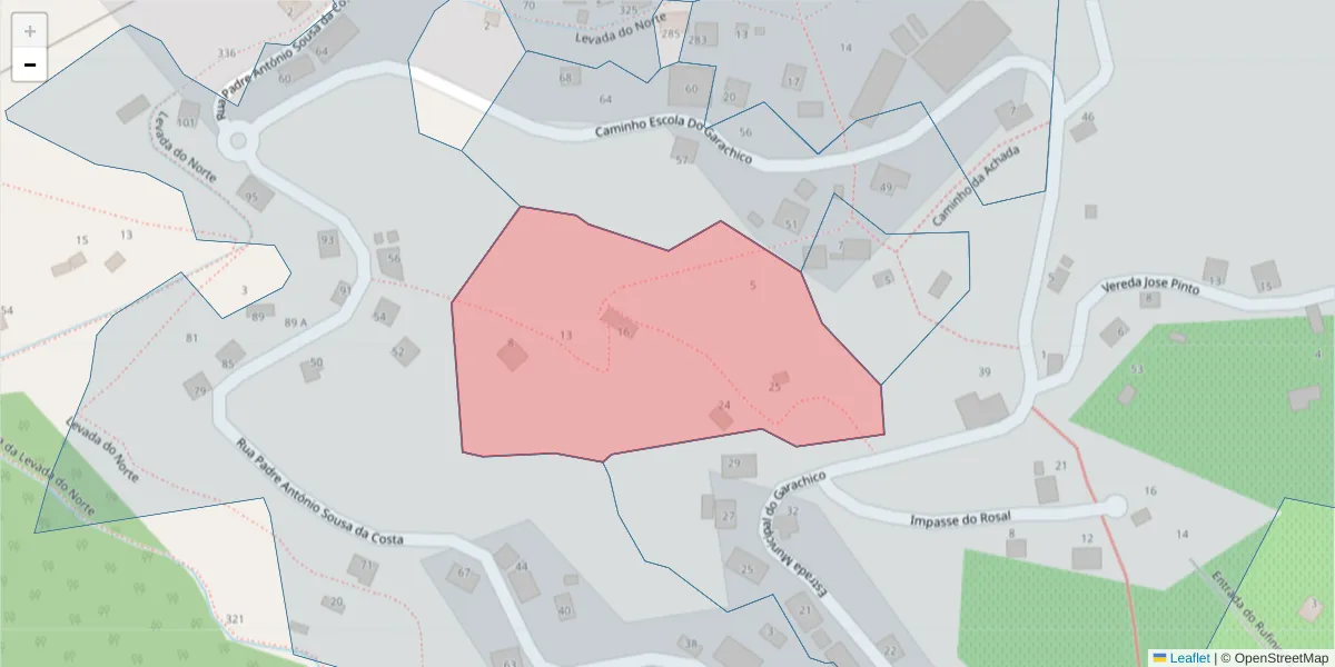 Mapa detalhado do código postal 9325-376 com limites, códigos postais vizinhos e agências dos correios