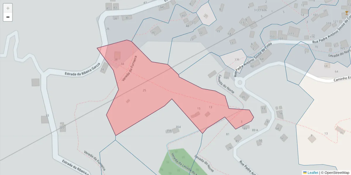 Mapa detalhado do código postal 9325-377 com limites, códigos postais vizinhos e agências dos correios