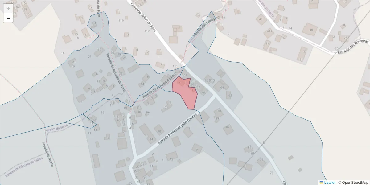 Mapa detalhado do código postal 9325-379 com limites, códigos postais vizinhos e agências dos correios