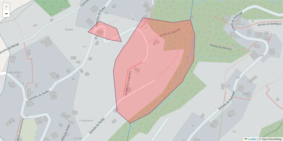 Mapa detalhado do código postal 9350-044 com limites, códigos postais vizinhos e agências dos correios