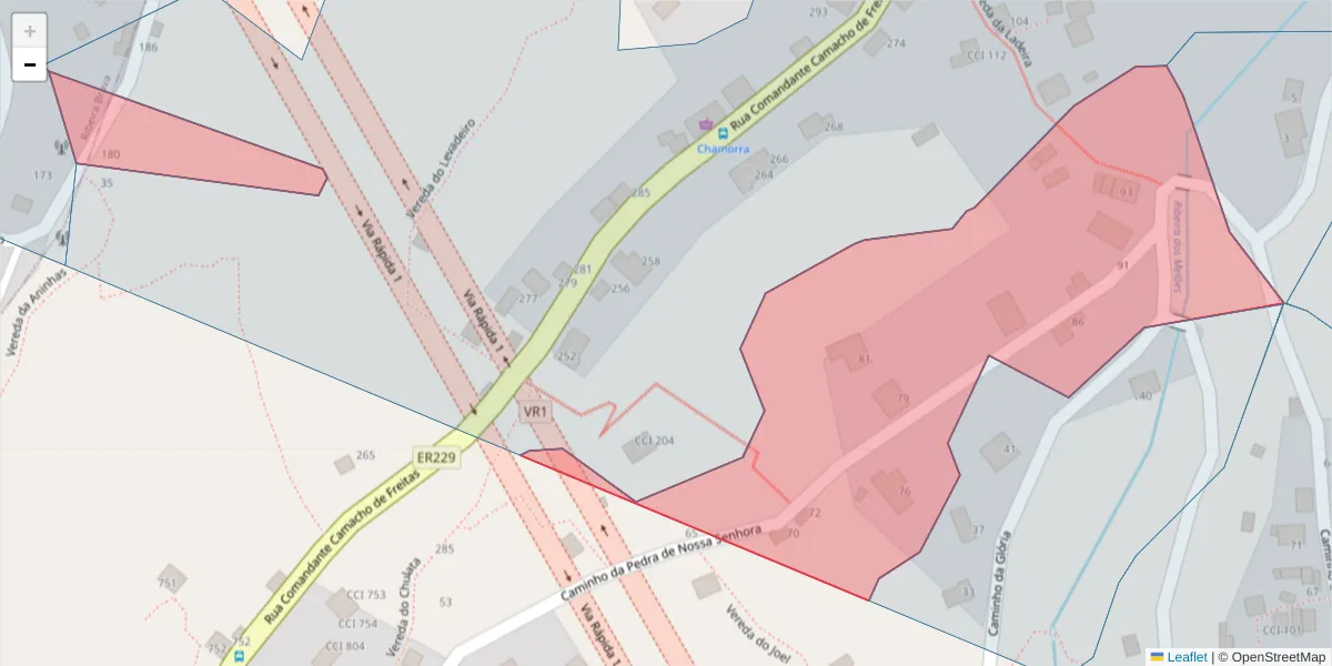 Mapa detalhado do código postal 9350-053 com limites, códigos postais vizinhos e agências dos correios